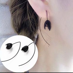COPY - Metal Black Flower Drop Earrings
